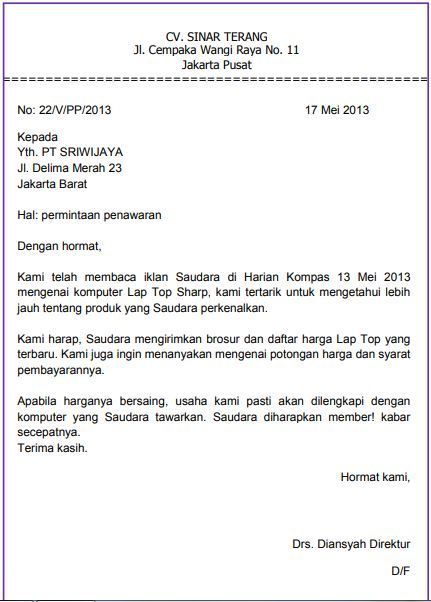 11. Contoh Surat Pesanan Barang Elektronik Kantor