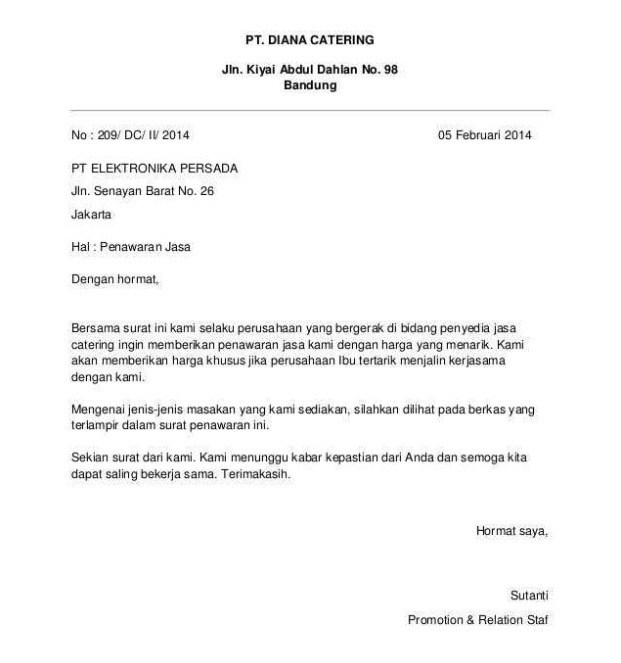 10. Contoh Surat Perkenalan Perusahaan Jasa