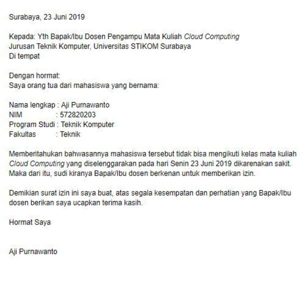 10. Contoh Surat Sakit Untuk Dosen