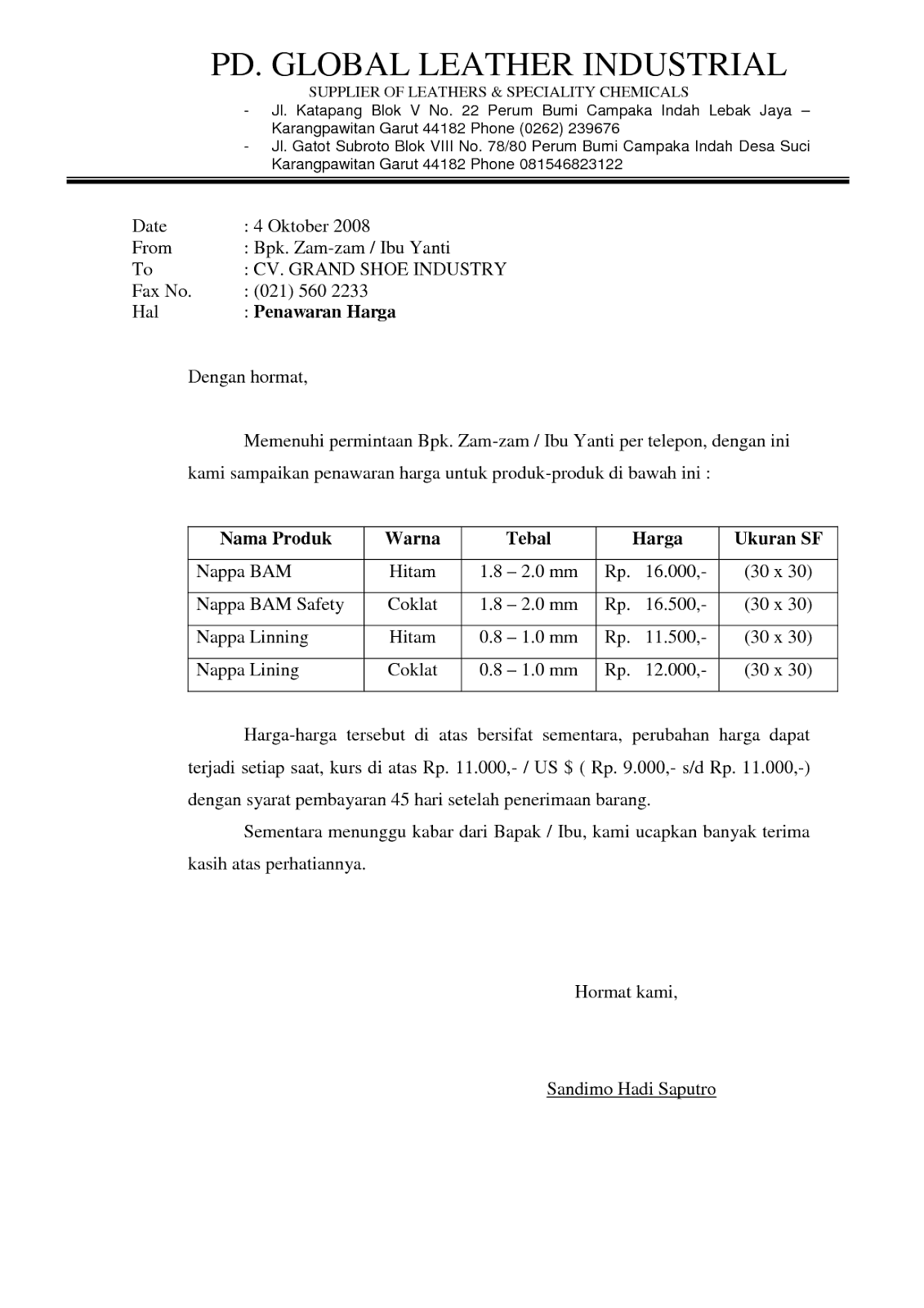 11. Contoh Surat Pemesanan Barang Elektronik Laptop