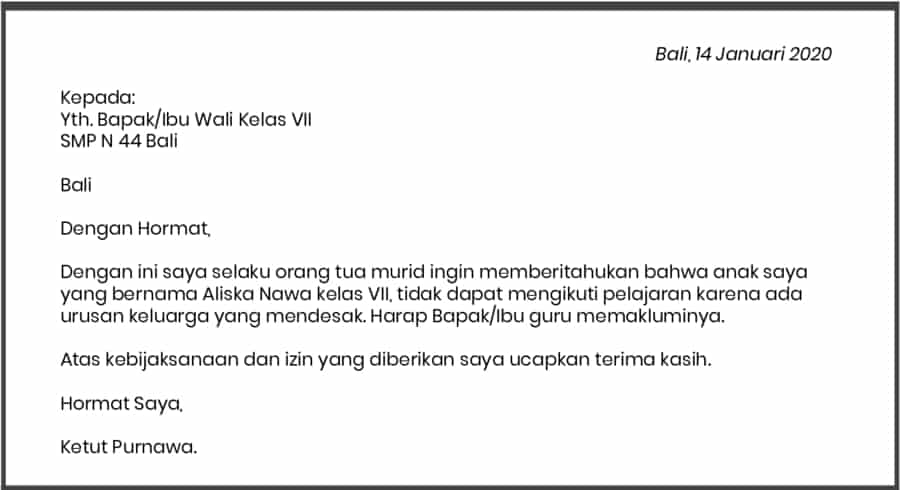 14. Contoh Surat Sakit Untuk Ke Sekolah