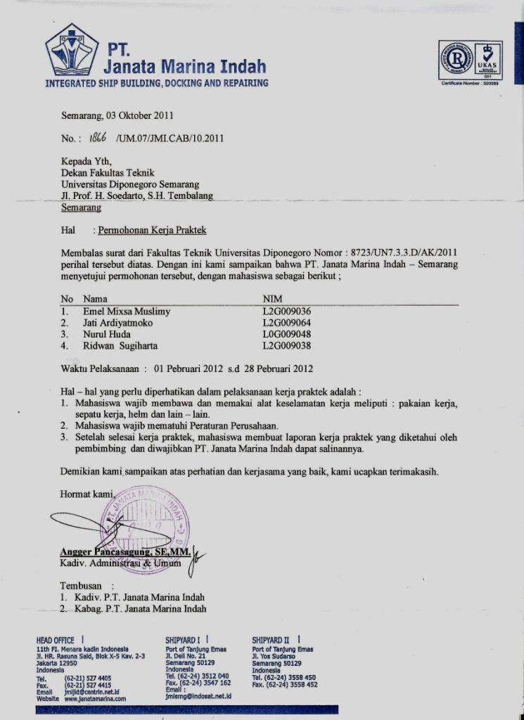 10. Surat Balasan Kerja