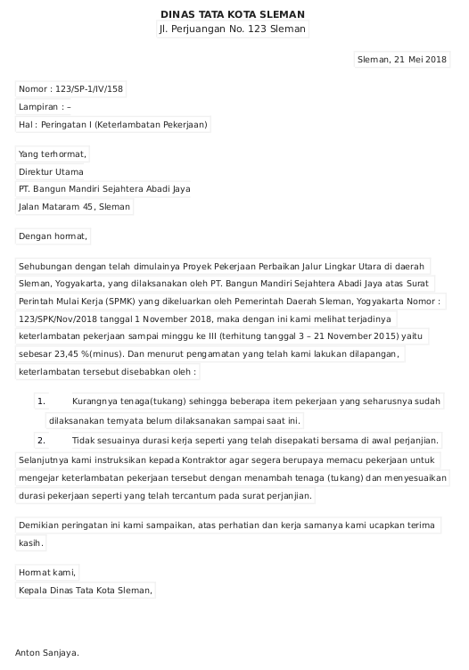 11. Contoh Surat Peringatan Untuk Karyawan