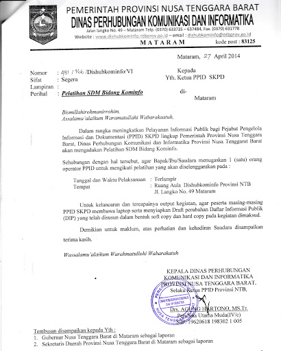 2. Contoh Surat Masuk Dinas