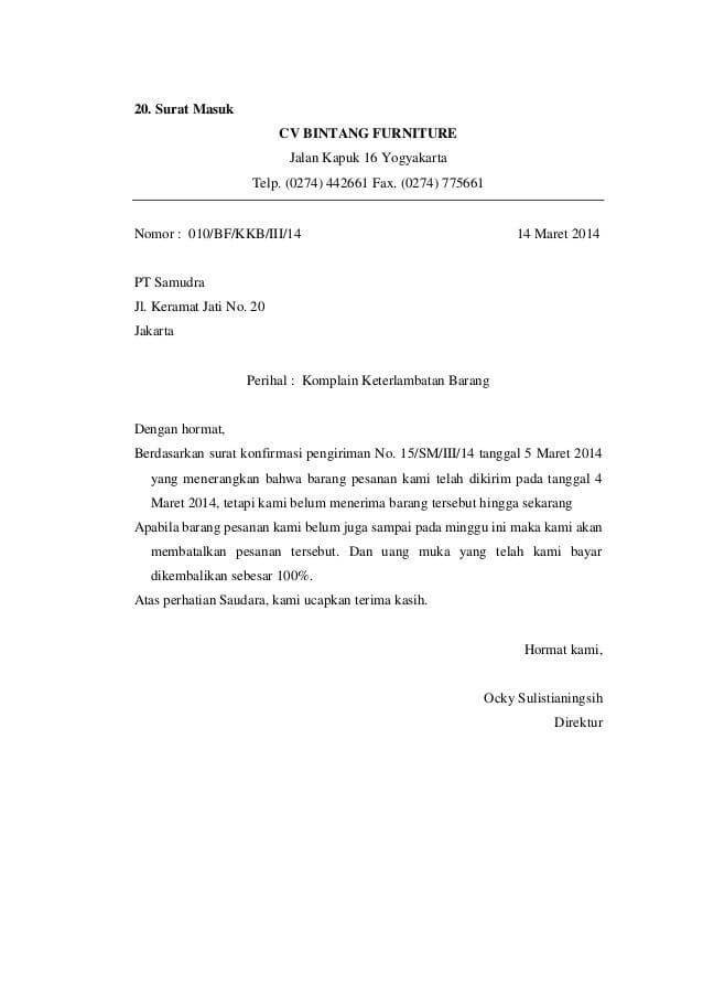 4. Contoh Surat Balasan Pemesanan Barang