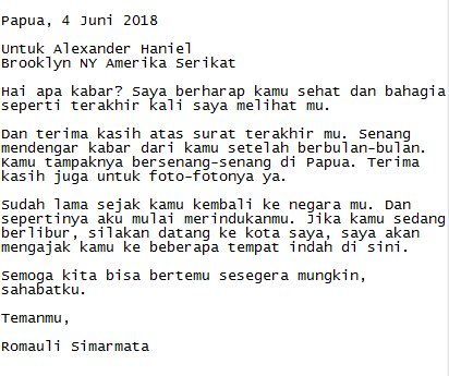 4. Contoh Surat Untuk Sahabat Pena Dalam Bahasa Inggris Mengenai Kesibukan