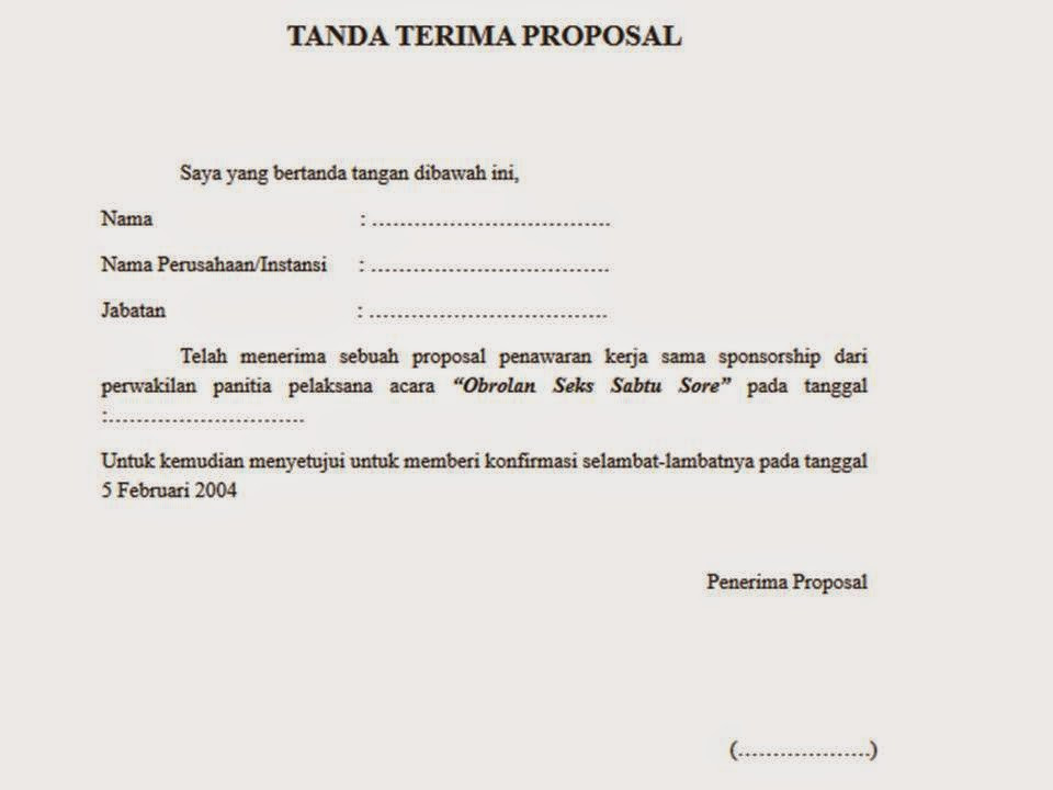 Contoh Tanda Terima Proposal 2018 November 2018