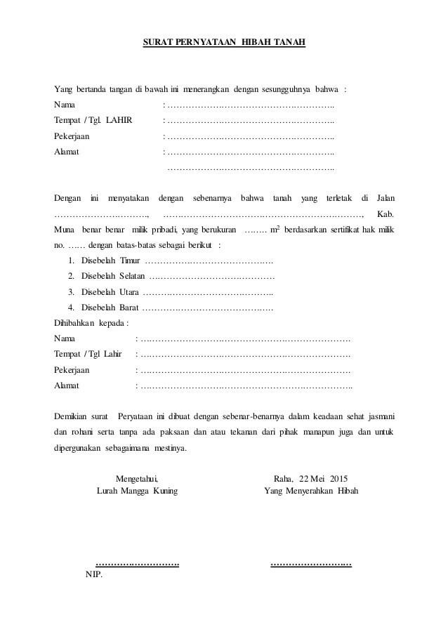 7. Contoh Format Surat Hibah