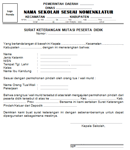 8. Contoh Surat Keluar Siswa Dari Sekolah