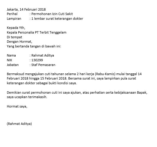 1. Contoh Surat Cuti Kerja Tahunan