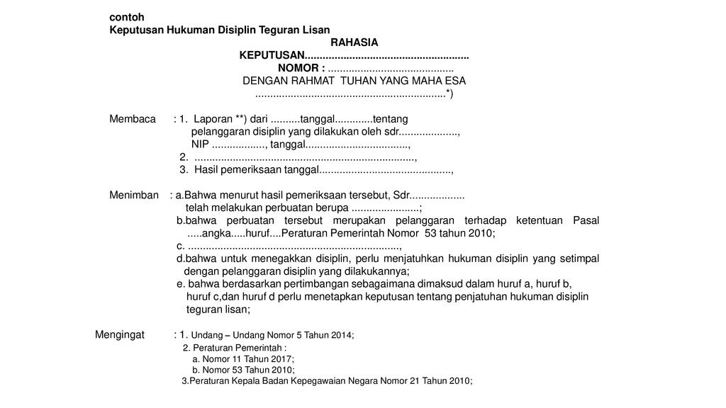 1. Contoh Surat Teguran PNS PP 53 Tahun 2010