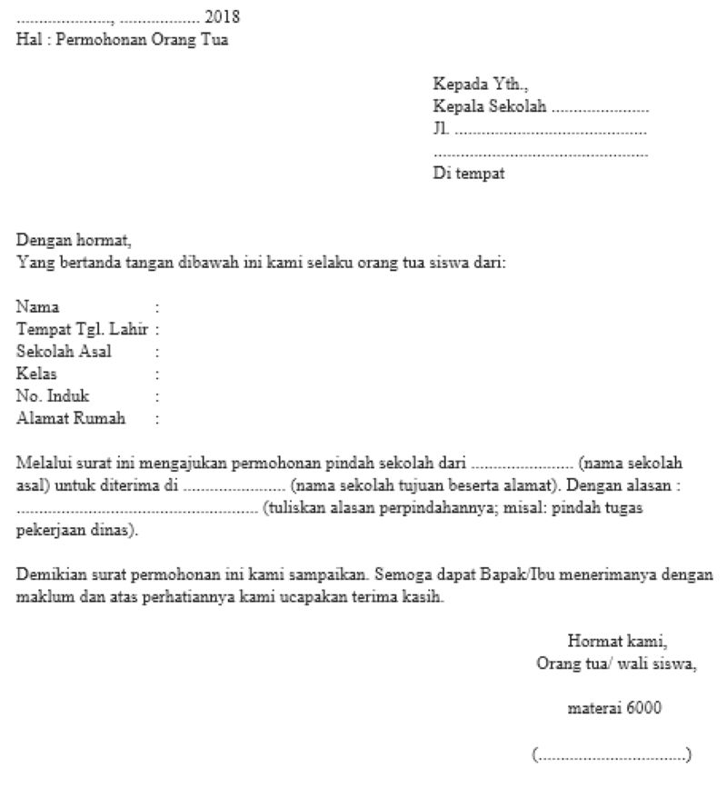 6. Contoh Surat Permohonan Pribadi