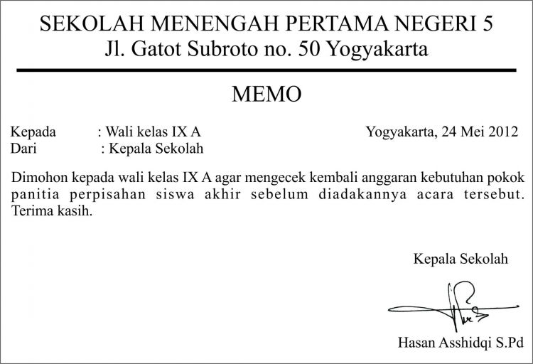 1. Contoh Surat Memo Resmi