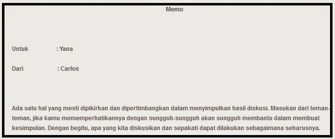 11. Contoh Surat Memo Pribadi Tidak Resmi