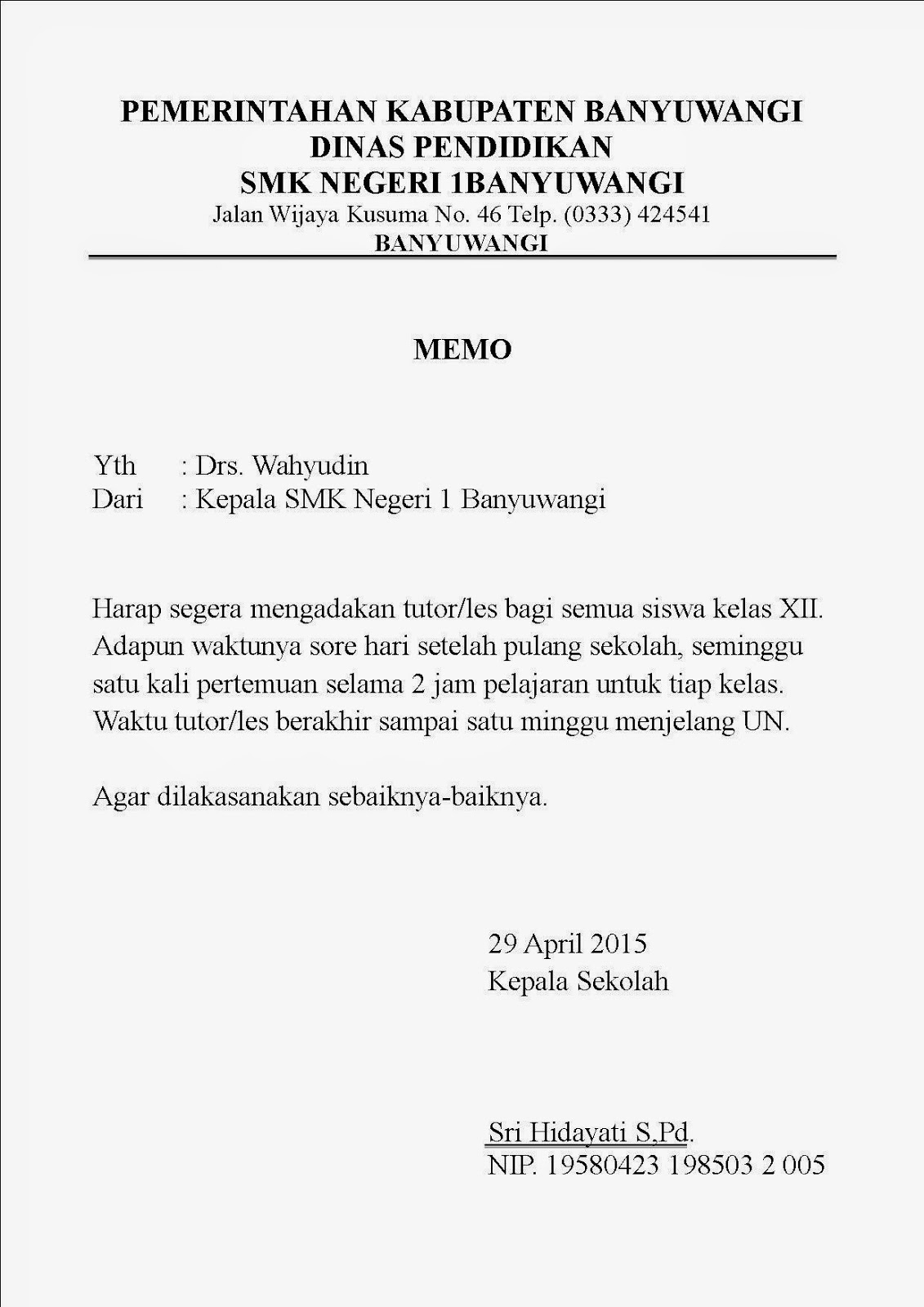 3. Contoh Surat Memo Dan Nota Dinas