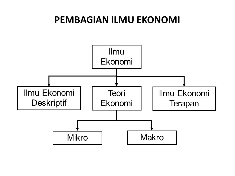 Ilmu Ekonomi Deskriptif. Teori Ekonomi. Ilmu Ekonomi Terapan. Mikro. Makro.