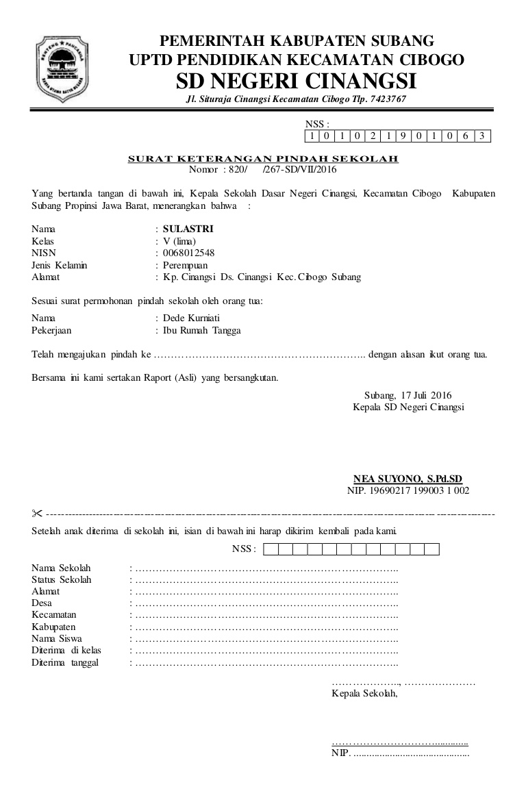 13. Contoh Surat Permohonan Pindah Sekolah