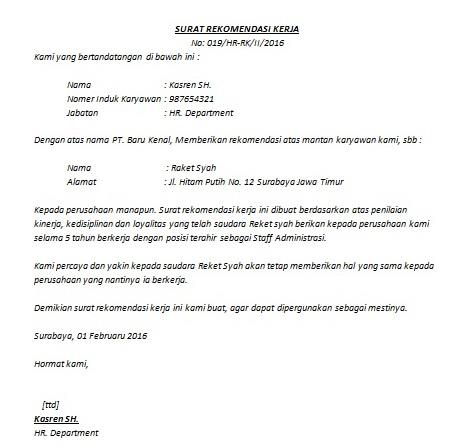 15. Contoh Surat Pengajuan Rekomendasi