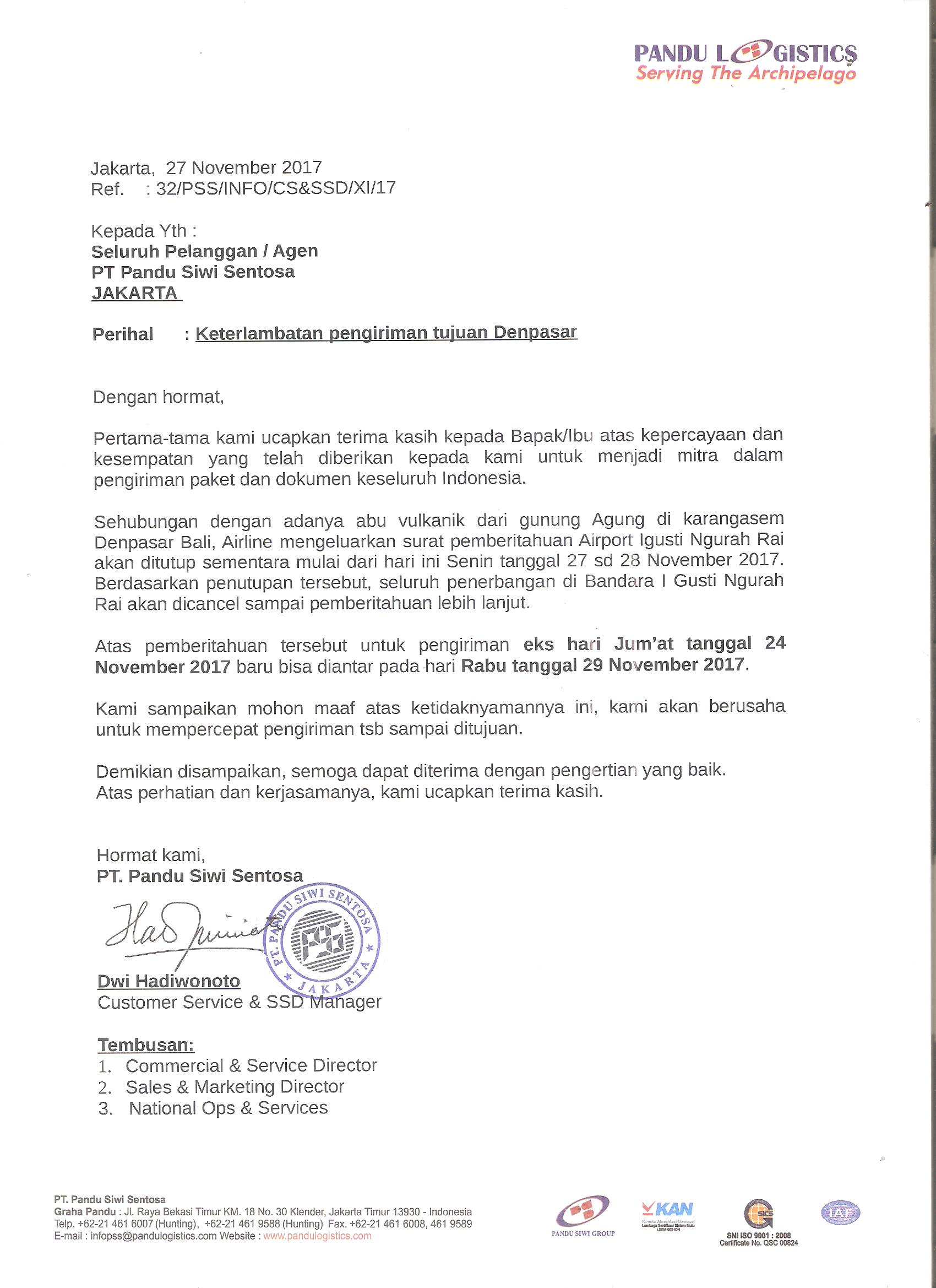 2. Contoh Surat Permohonan Maaf Perusahaan Kepada Pelanggan Karena Keterlambatan Pengiriman