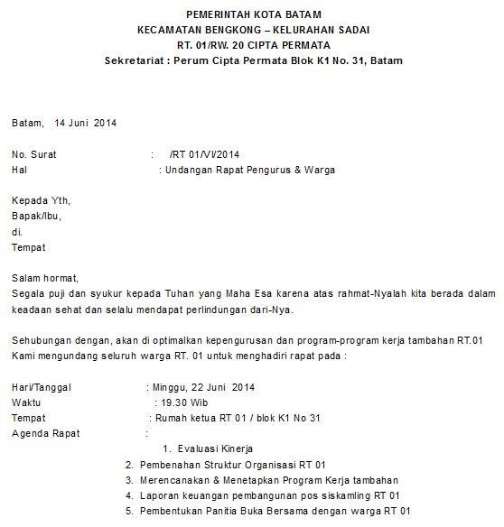 1. Contoh Surat Undangan Rapat Dalam Bahasa Inggris