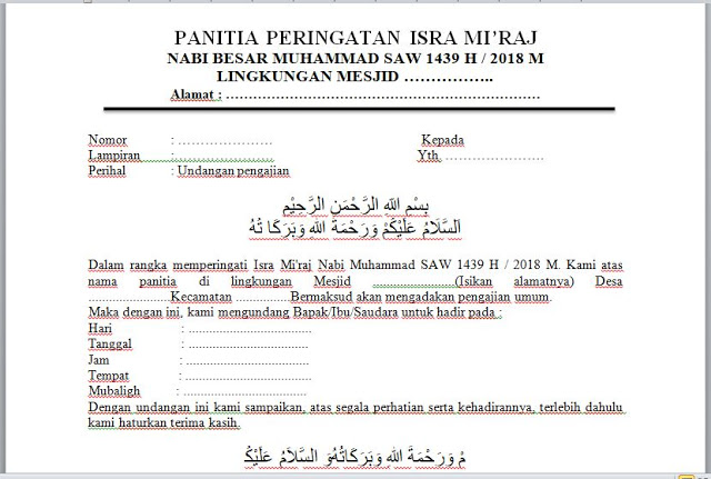 2. Contoh Surat Undangan Pengajian Umum