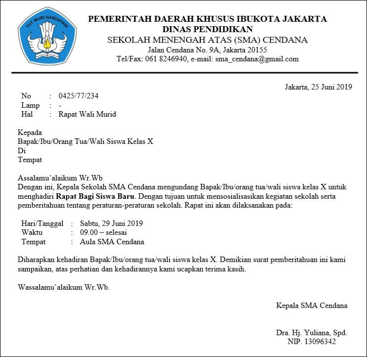 3. Contoh Surat Undangan Resmi Sekolah