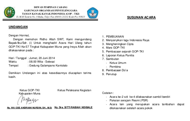 5. Surat Undangan Ulang Tahun Organisasi