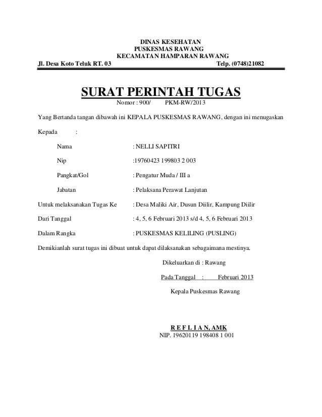 6. Contoh Format Surat Perintah Tugas Perusahaan