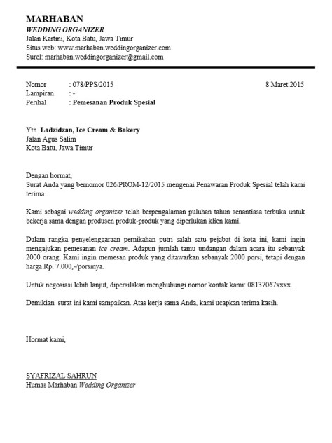 8. Contoh Surat Penawaran Harga Negosiasi