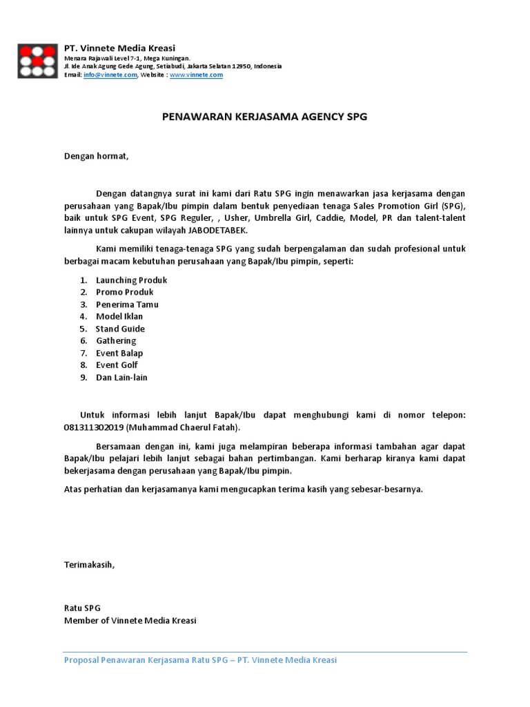 8. Contoh Surat Penawaran Jasa Event Organizer