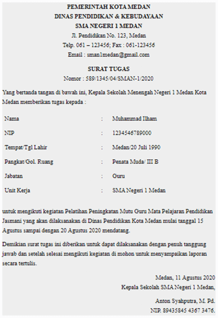 Sample Surat Tugas