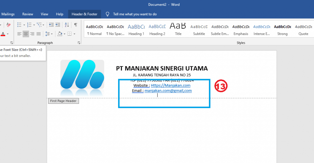 cara membuat kop surat