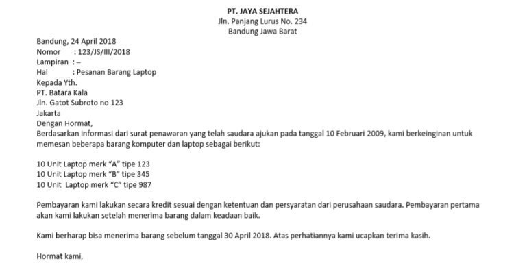 12. Contoh Surat Niaga Perkenalan