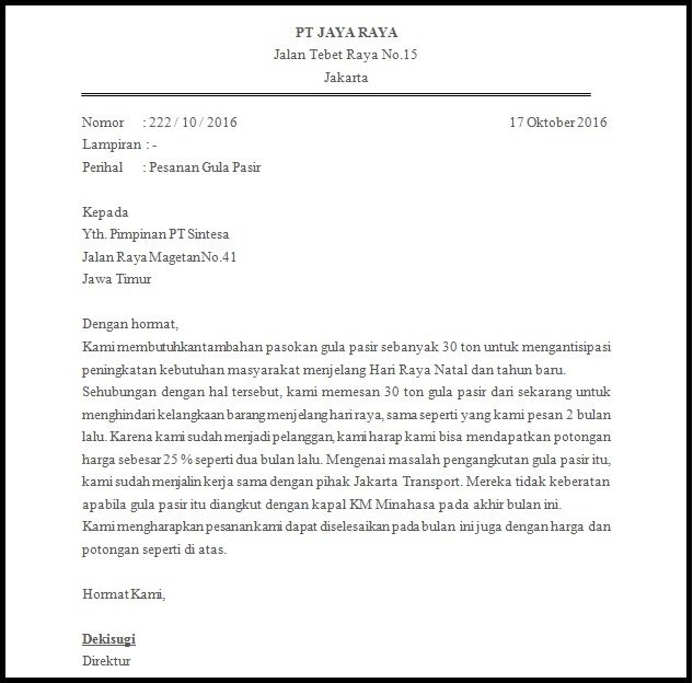 13. Contoh Surat Niaga Permintaan Penawaran