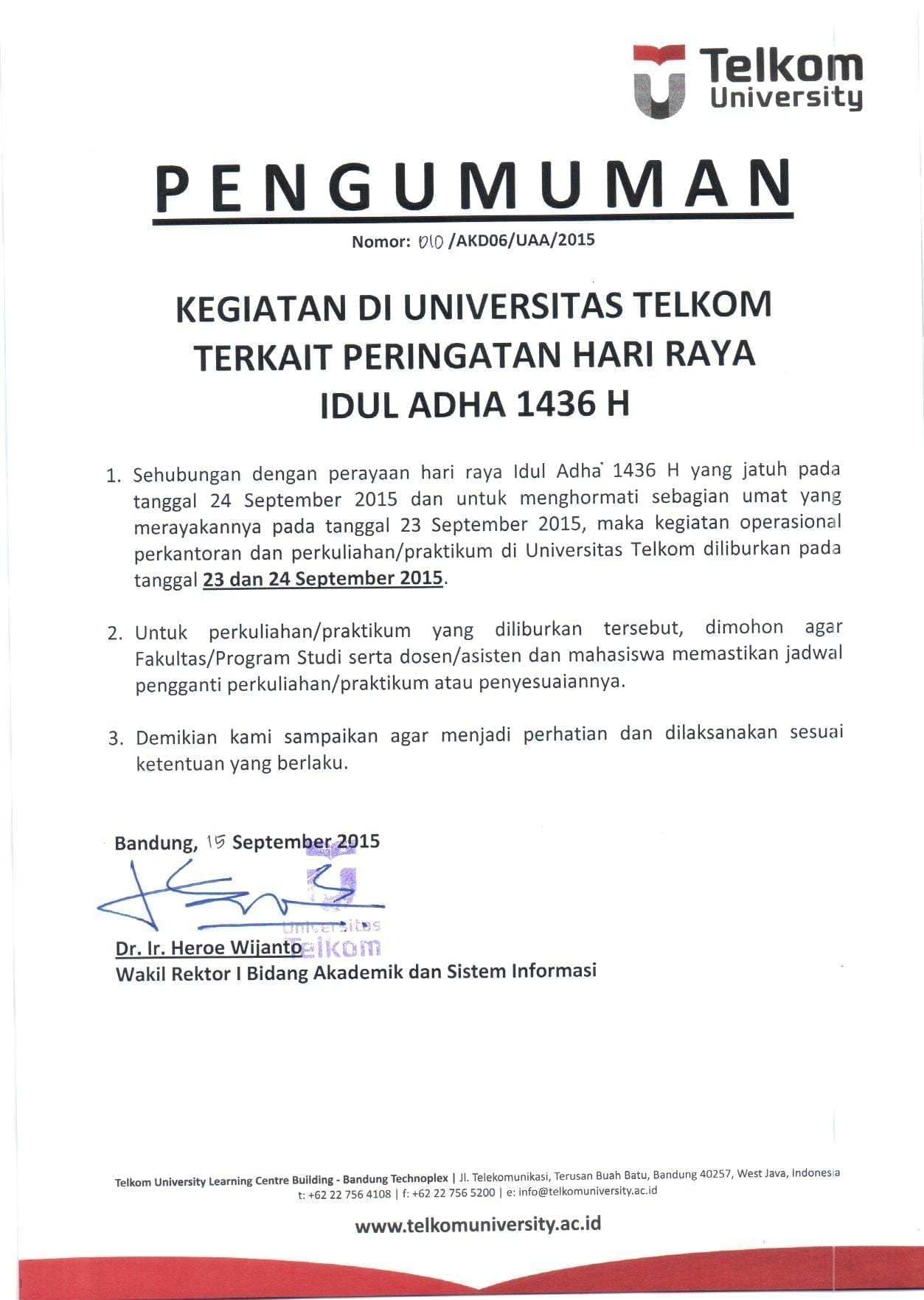 9. Contoh Surat Pengumuman Libur Perusahaan