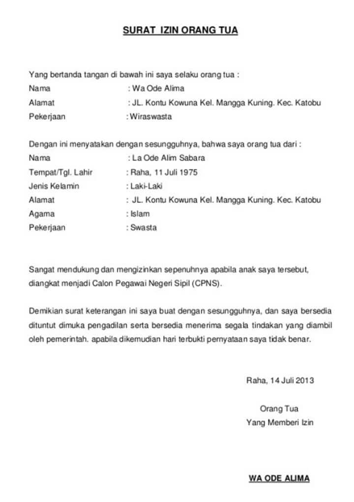 Surat Izin Orang Tua