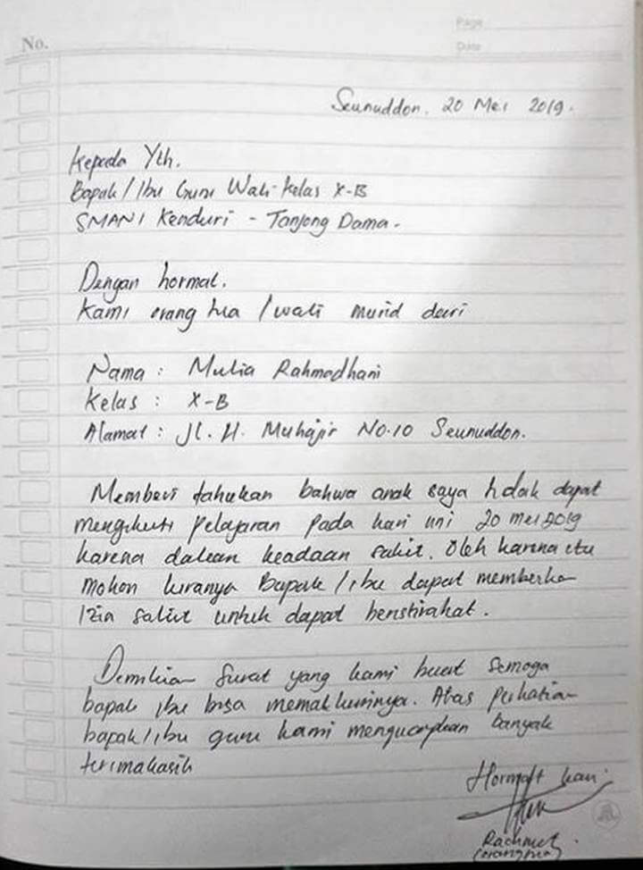 Surat Izin Sakit Tulisan Tangan