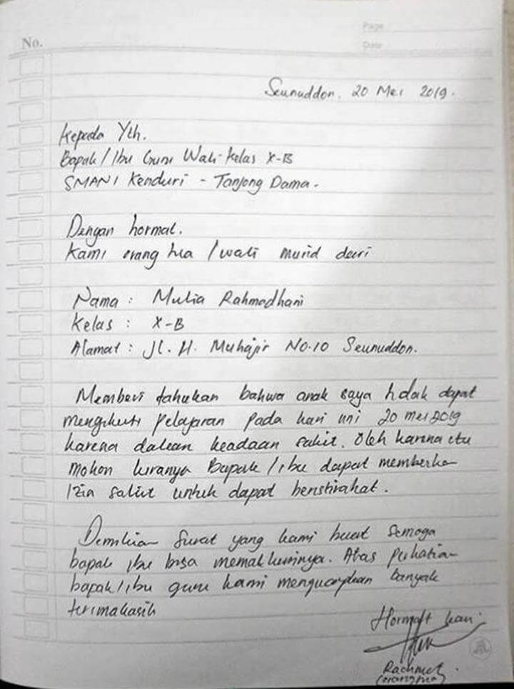 Surat Izin Sakit Tulisan Tangan