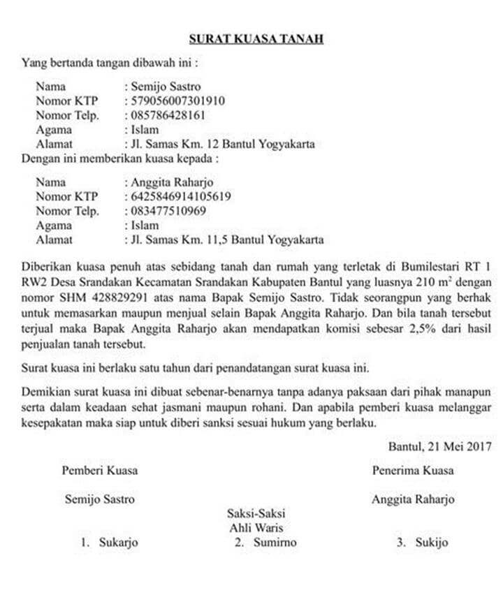 Surat Kuasa Tanah dan Rumah