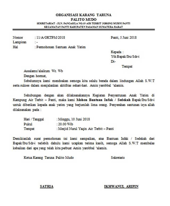 Surat Permohonan Bantuan