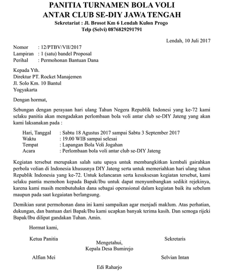 Surat Permohonan Bantuan Dana Kegiatan