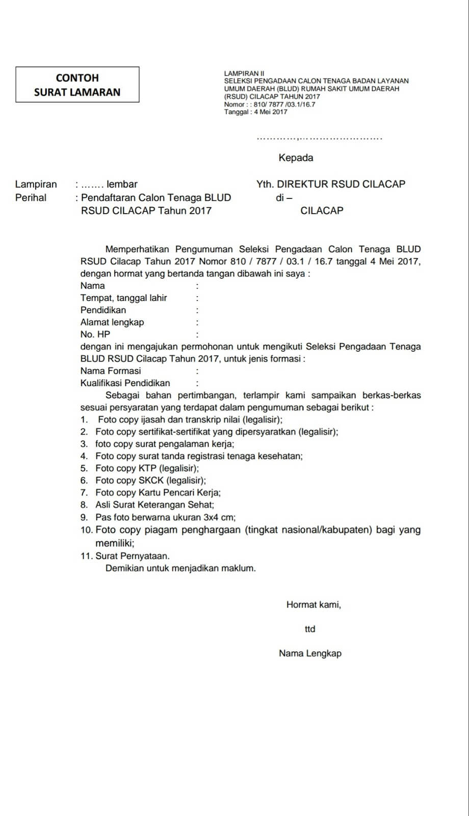 10. Contoh Surat Pengalaman Kerja Di Rumah Sakit