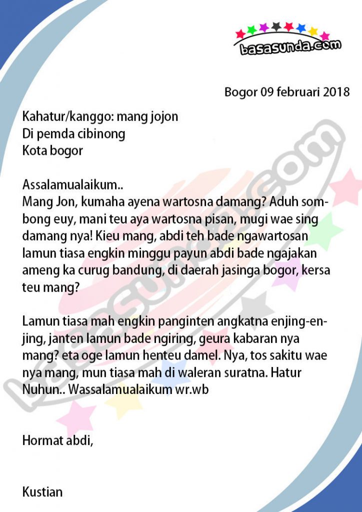 12. Contoh Surat Tidak Resmi Bahasa Sunda Untuk Teman