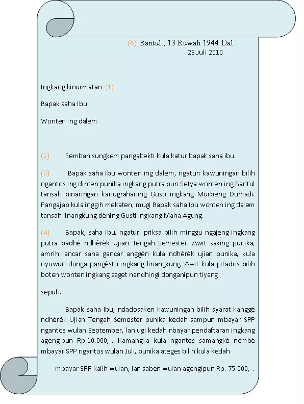 13. Contoh Surat Tidak Resmi Bahasa Jawa