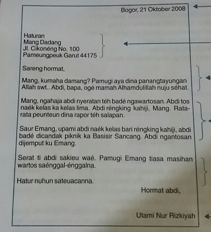 14. Contoh Surat Tidak Resmi Dalam Bahasa Sunda