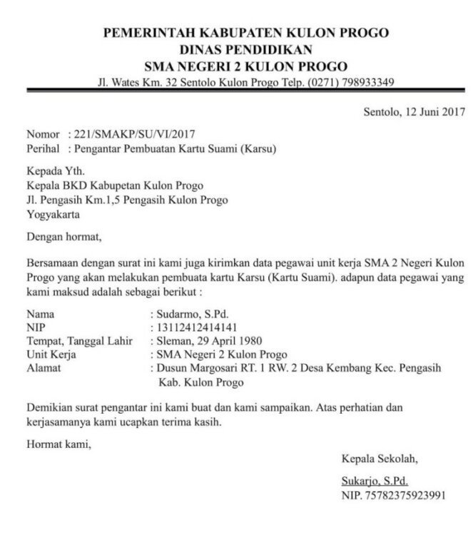 4. Contoh Surat Pengantar Dinas