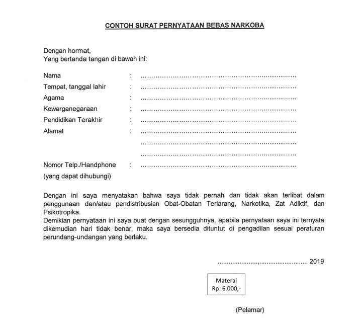 6. Contoh Surat Pernyataan Orang Tua Untuk Melamar Kerja PNS