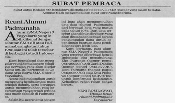 1. Contoh Surat Pembaca Tentang Lingkungan Sekolah Berupa Informasi