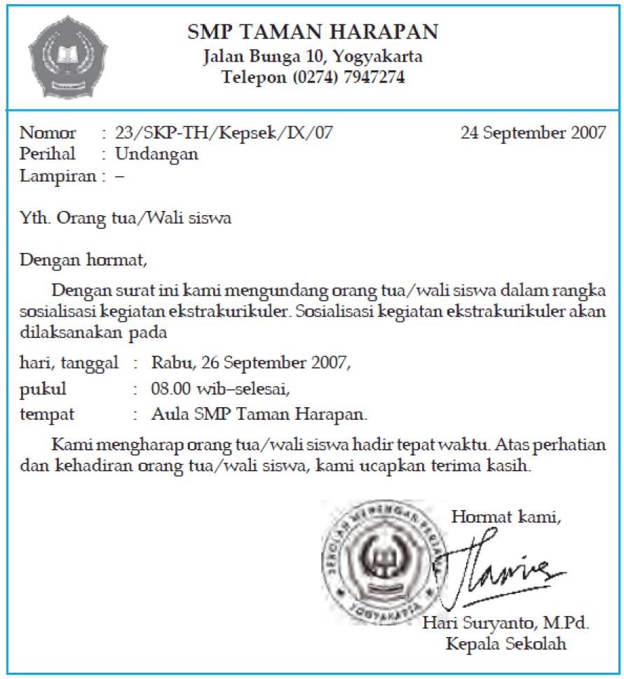 11. Contoh Surat Dinas Undangan Resmi