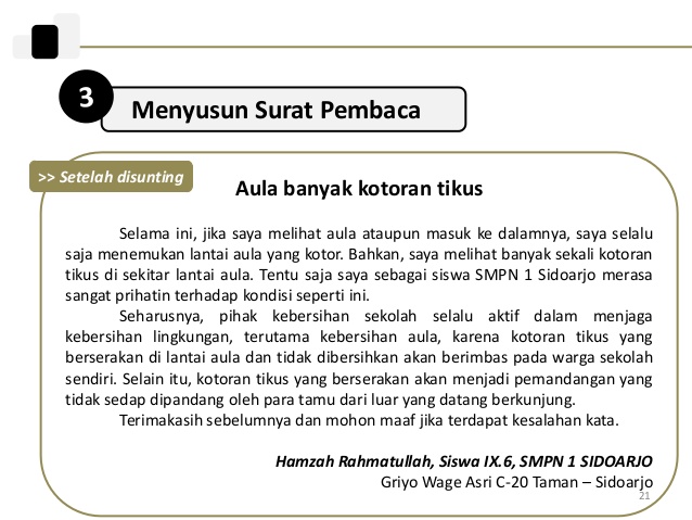 12. Contoh Surat Pembaca Tentang Lingkungan Sekolah Yang Kotor